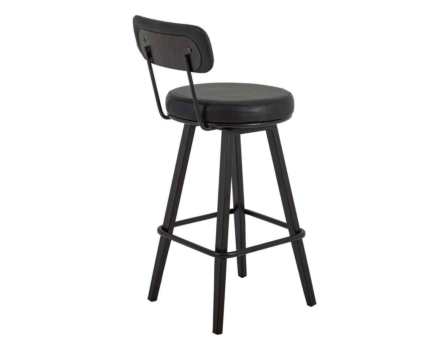 Wooden Frame & Metal Base, 30" Upholstered Barstool - Licorice Black