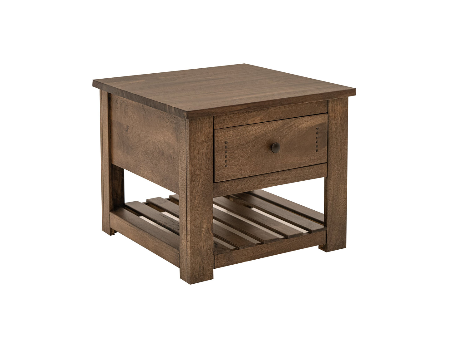 1 Drawer, 1 Shelf, End Table - Barrel Brown