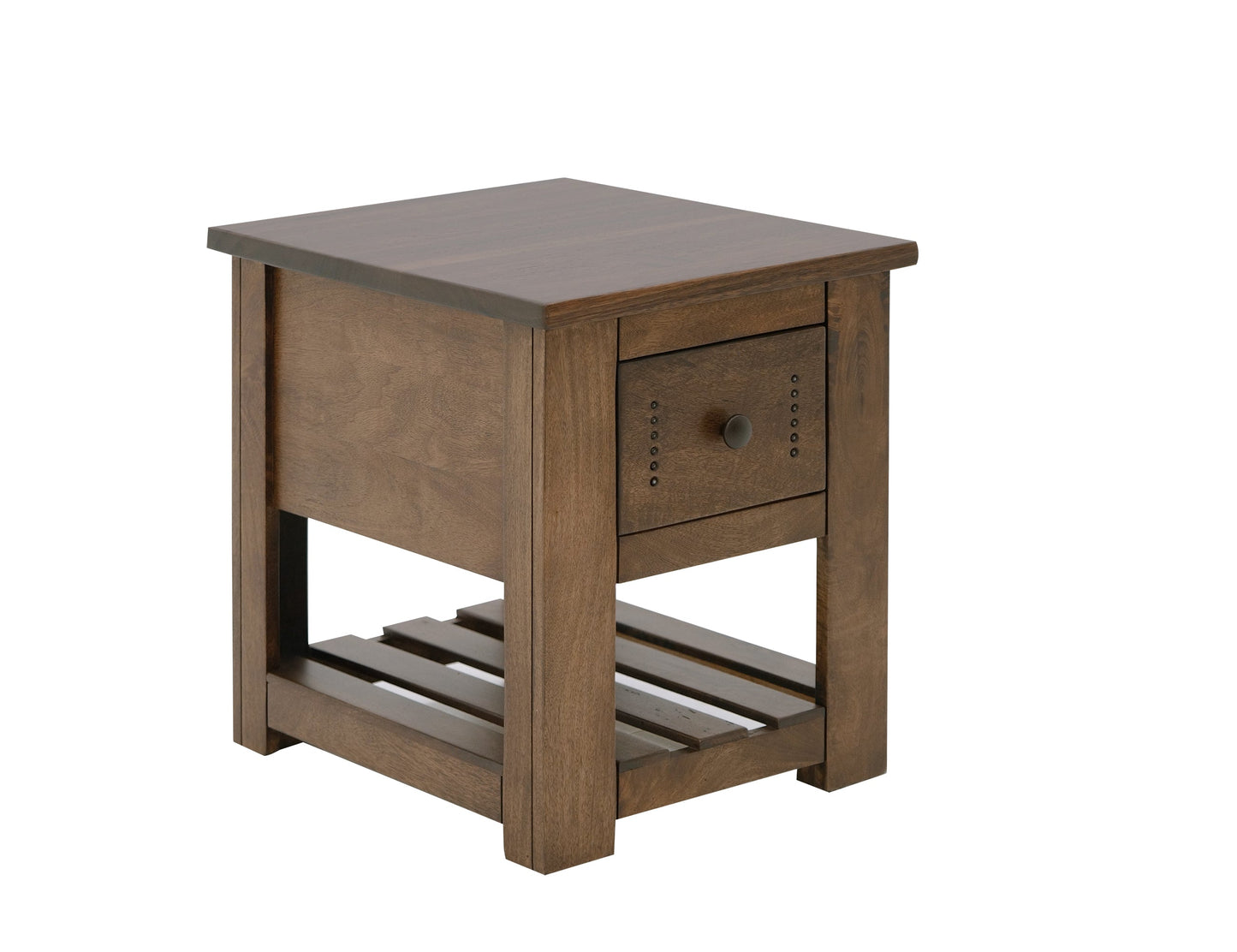 1 Drawer, 1 Shelf, Chairside Table - Barrel Brown