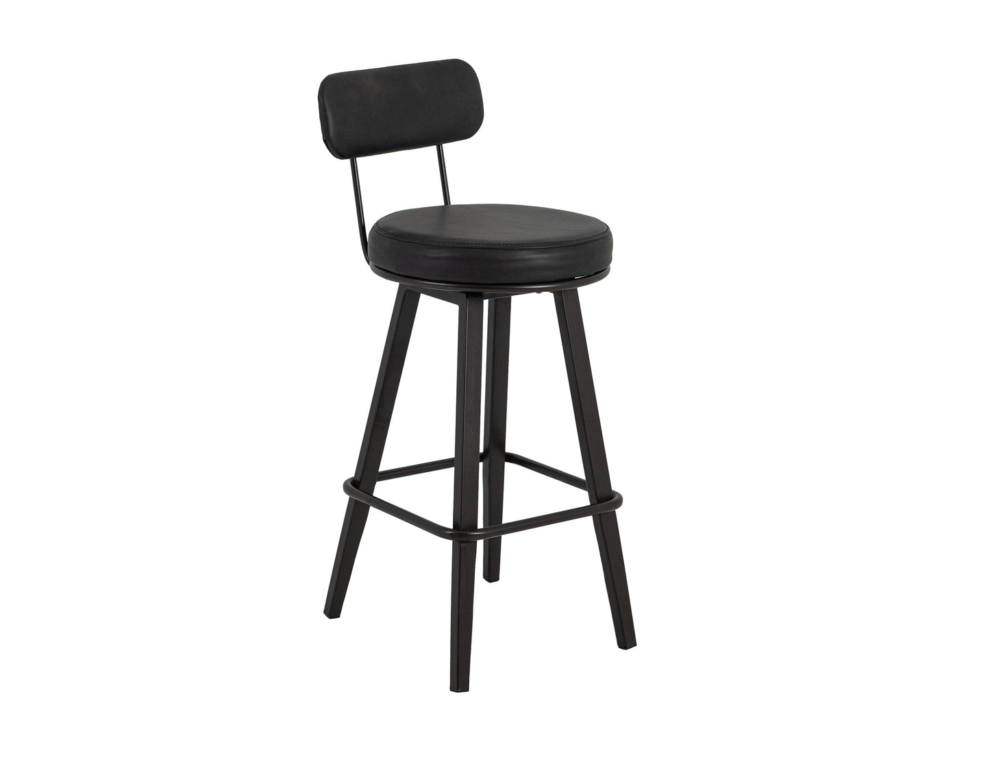 Wooden Frame & Metal Base, 30" Upholstered Barstool - Licorice Black