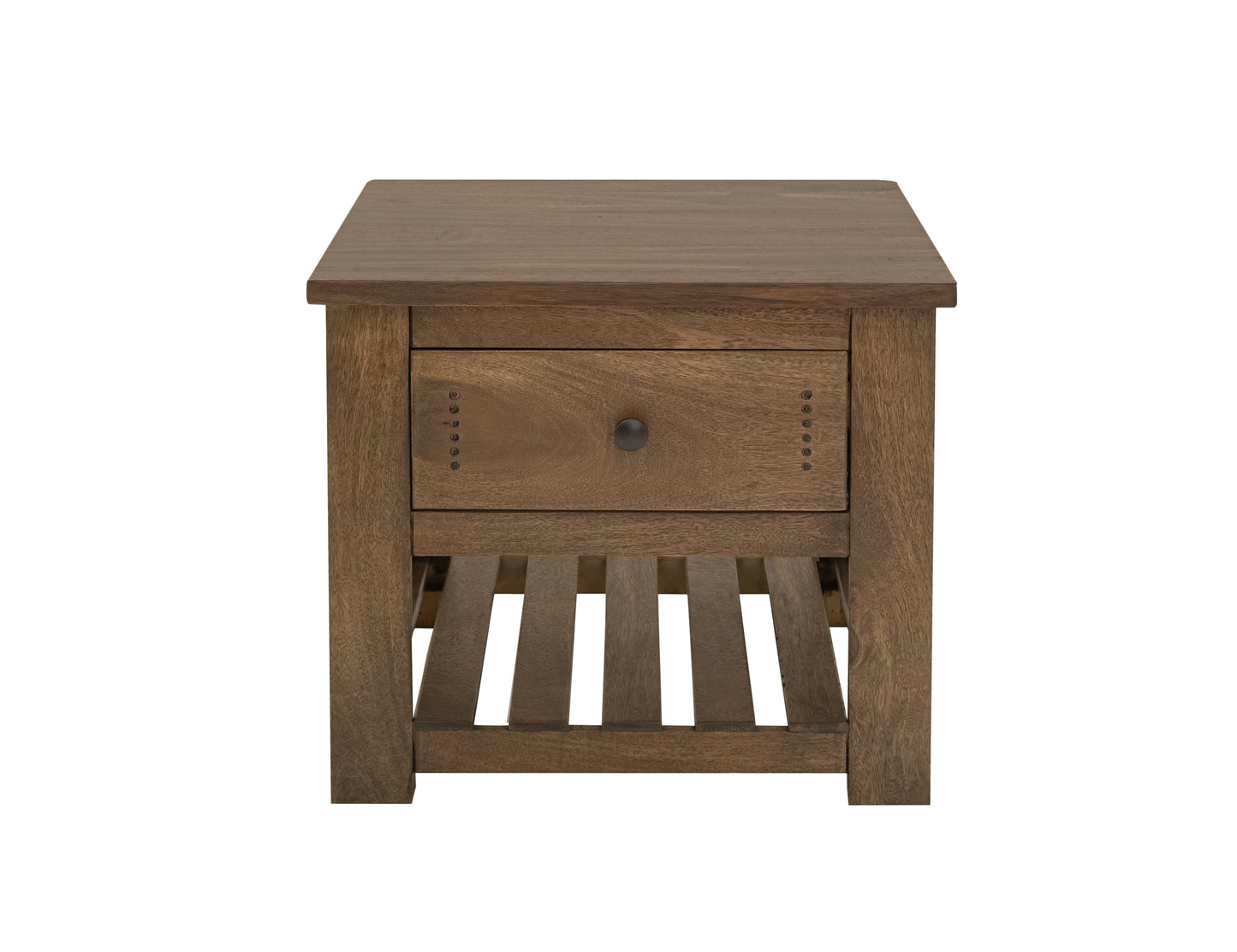 1 Drawer, 1 Shelf, End Table - Barrel Brown