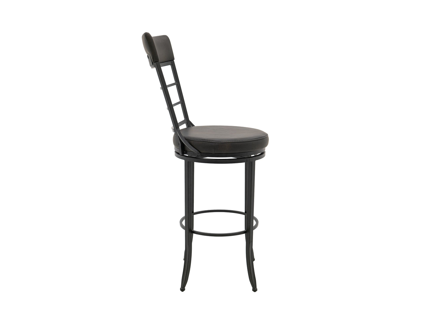 Wooden Frame & Metal Base, 30" Upholstered Barstool - Licorice Black