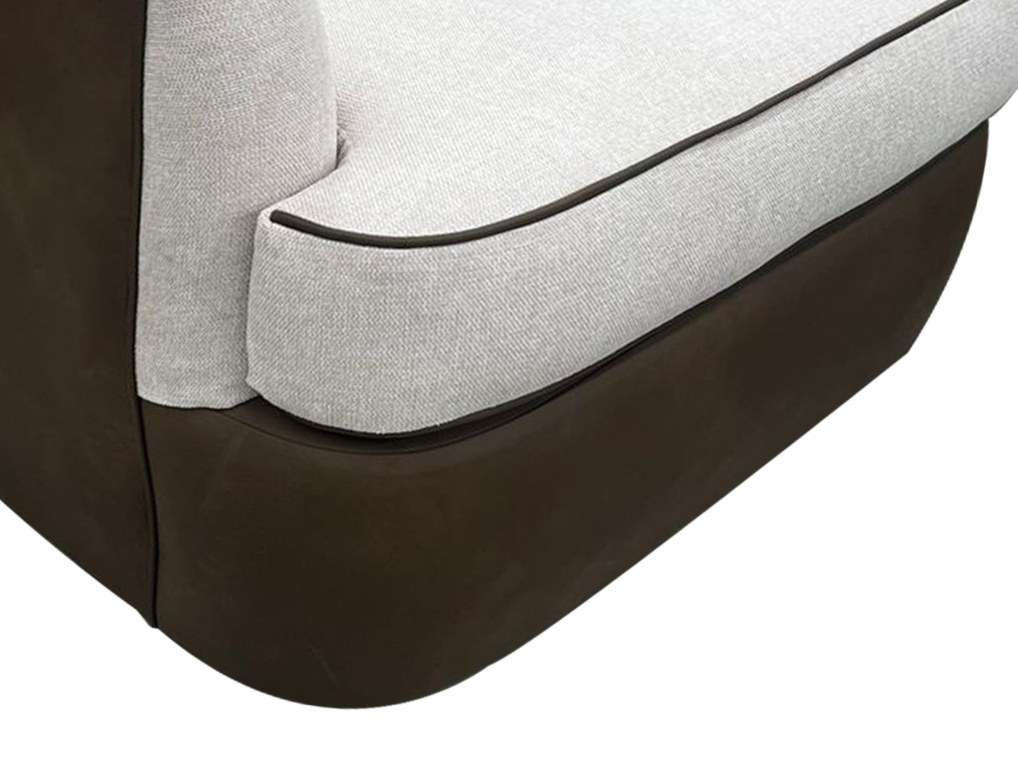 Bicolor Fabric, Wooden Frame & Metal Base, 360 Degree, Armchair - Walnut Brown