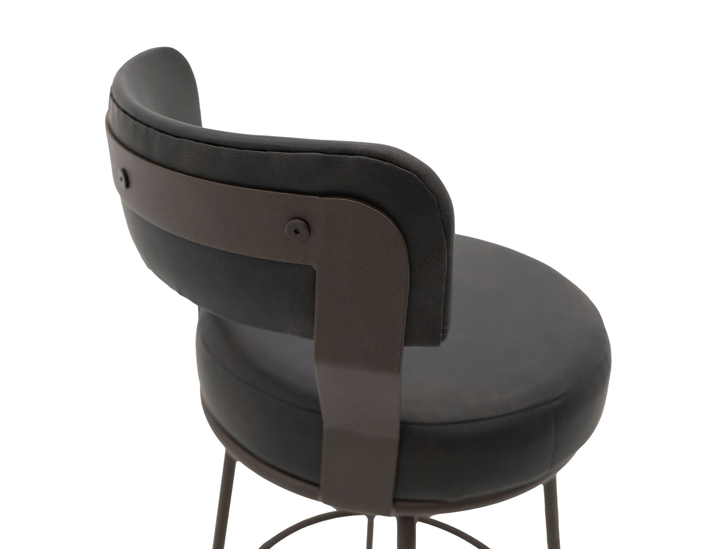 Wooden Frame & Metal Base, 30" Upholstered Barstool - Licorice Black