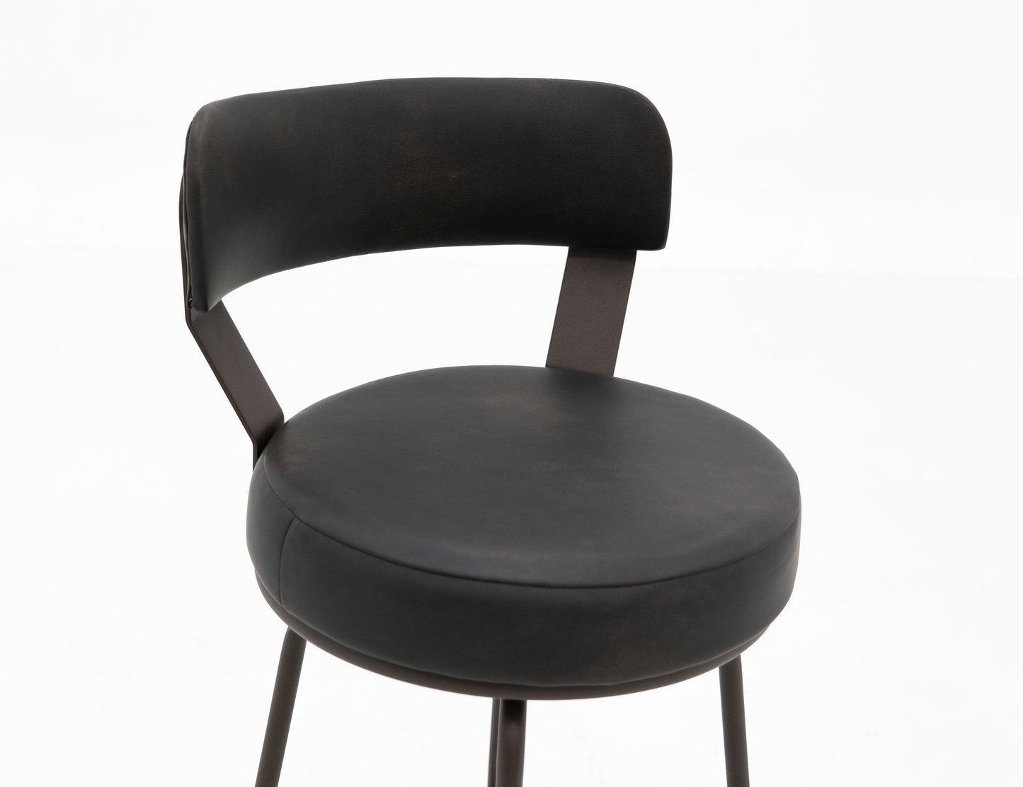 Wooden Frame & Metal Base, 30" Upholstered Barstool - Licorice Black
