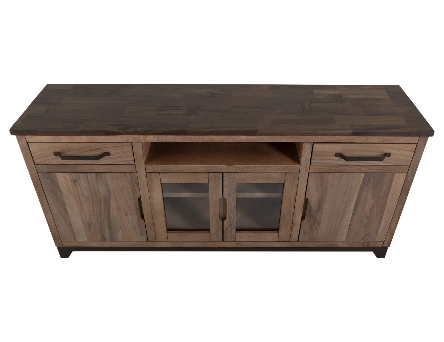 2 Drawer, 2 Door, 2 Glass Door, Stand 70" - Rich Brown