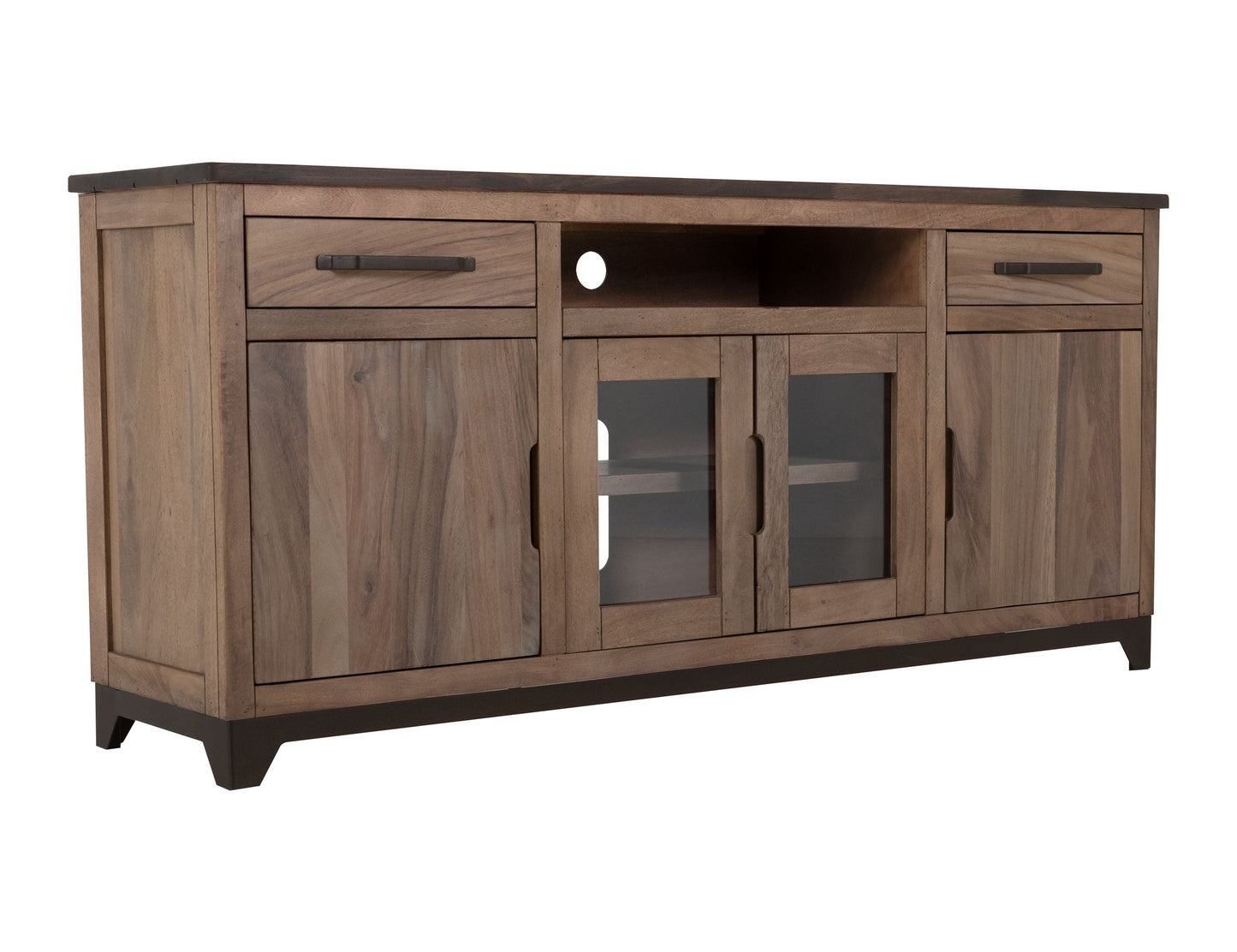 2 Drawer, 2 Door, 2 Glass Door, Stand 70" - Rich Brown