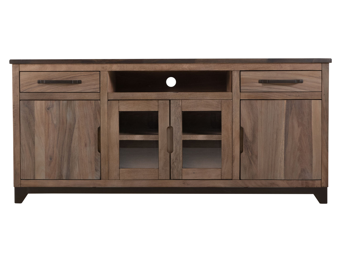 2 Drawer, 2 Door, 2 Glass Door, Stand 70" - Rich Brown