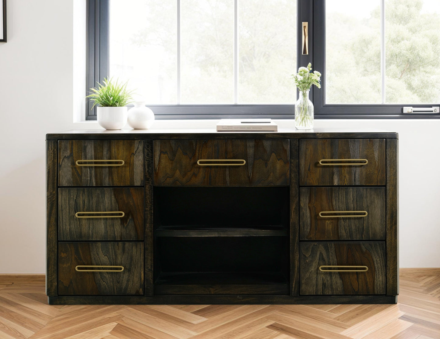 7 Drawer, Console - Oil Black
