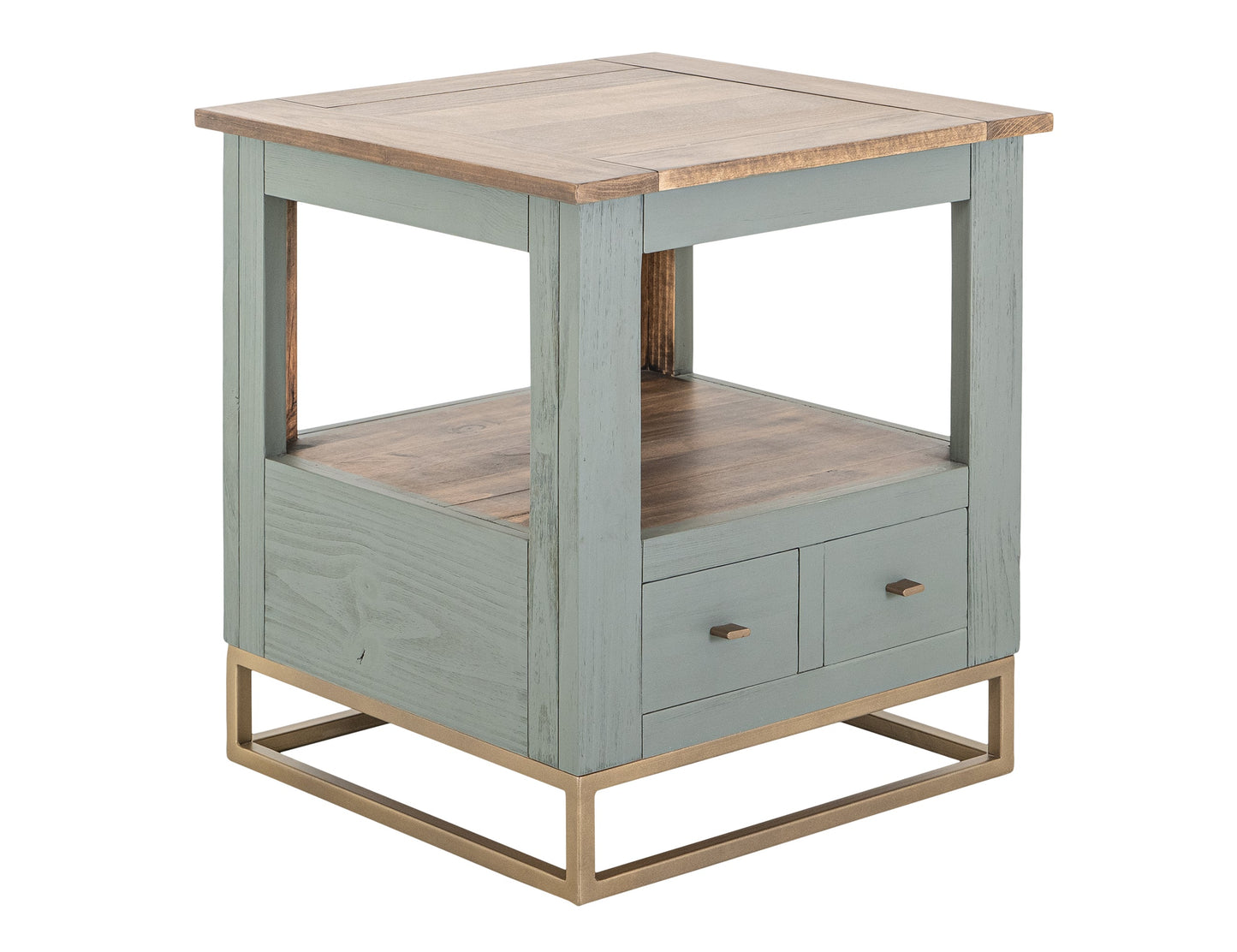 2 Drawer, 1 Shelf, End Table - Forest Green