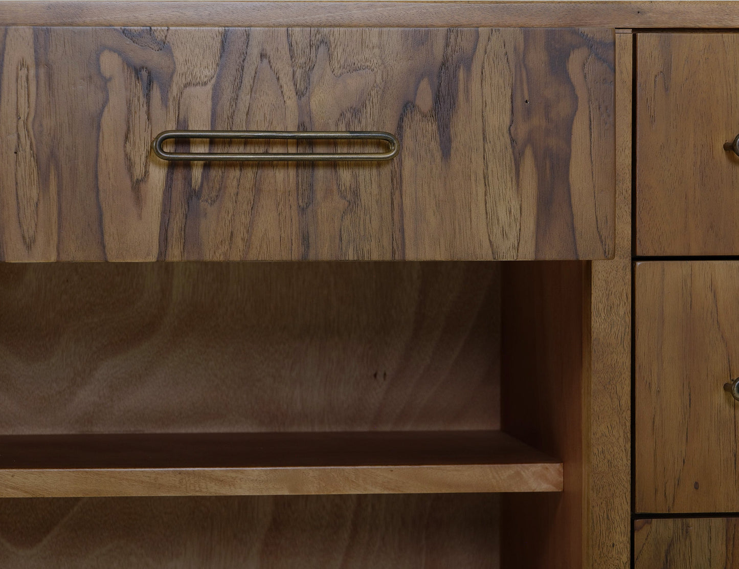 7 drawer, 1 Shelf, Console - Barrel Brown