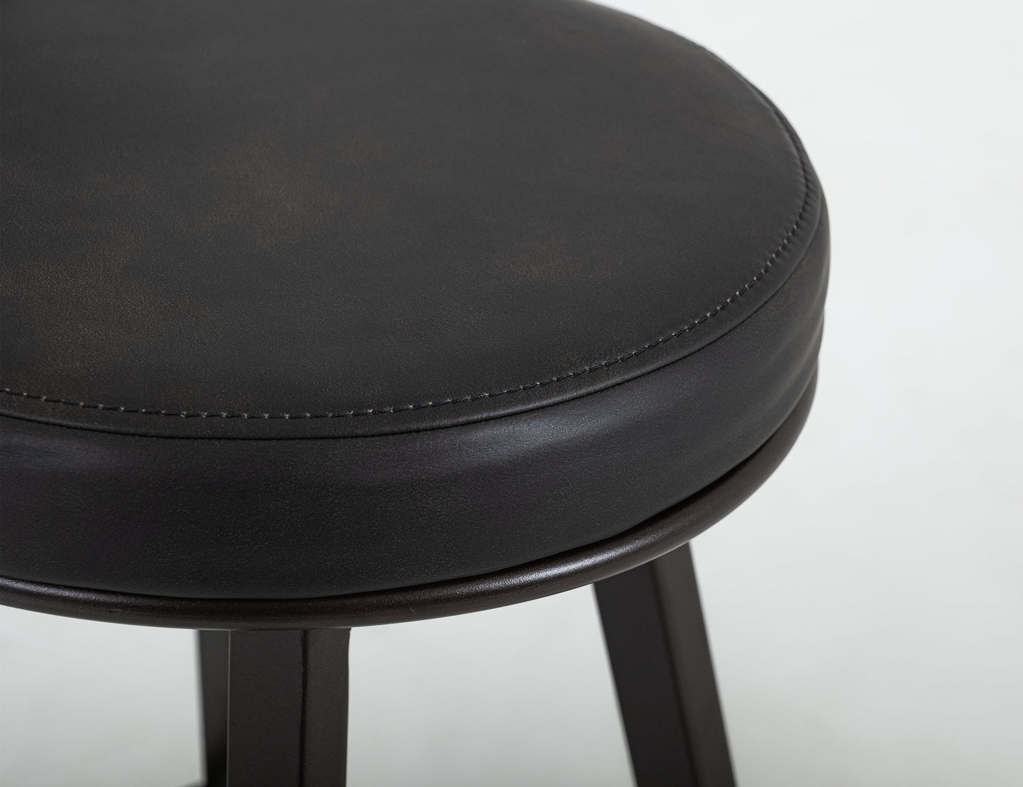 Wooden Frame & Metal Base, 24" Upholstered Barstool - Licorice Black