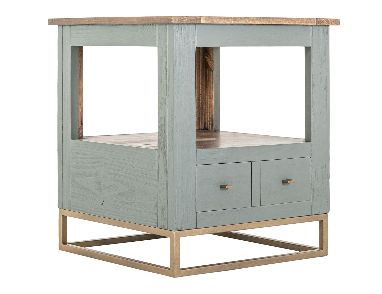 2 Drawer, 1 Shelf, End Table - Forest Green