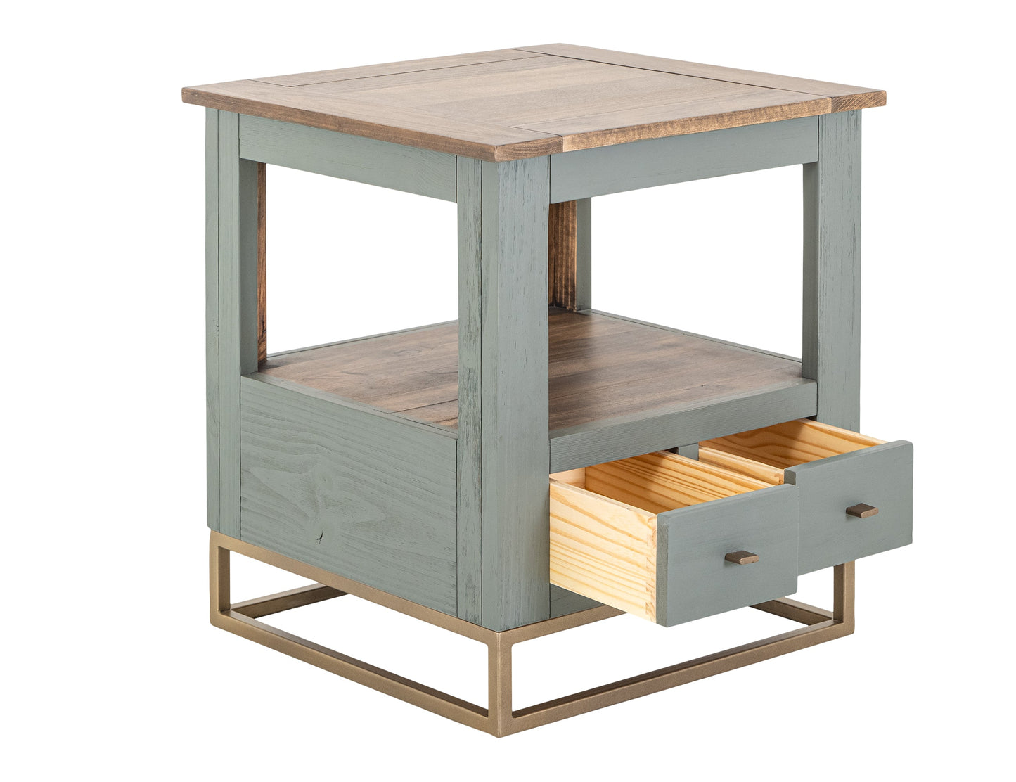 2 Drawer, 1 Shelf, End Table - Forest Green