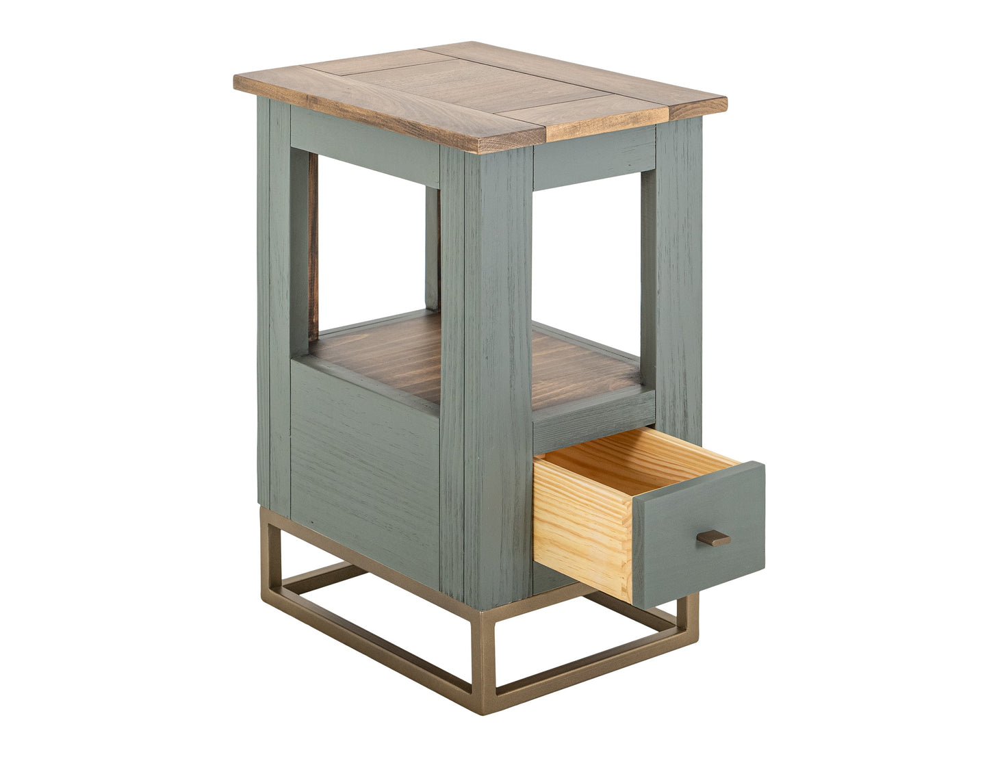 1 Drawer, 1 Shelf, Chairside Table - Forest Green