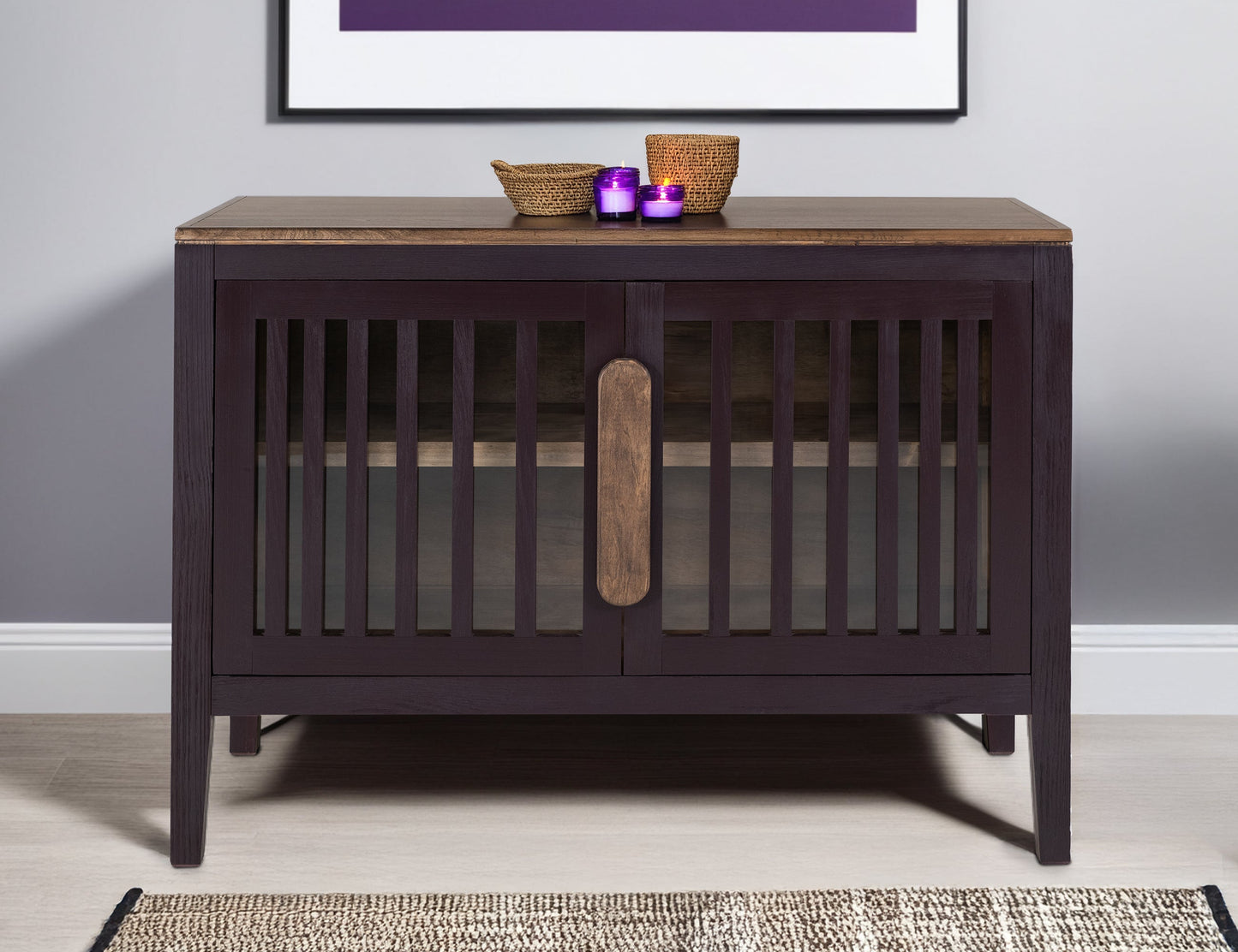2 Door, 1 Shelf, Cosole - Merlot Red