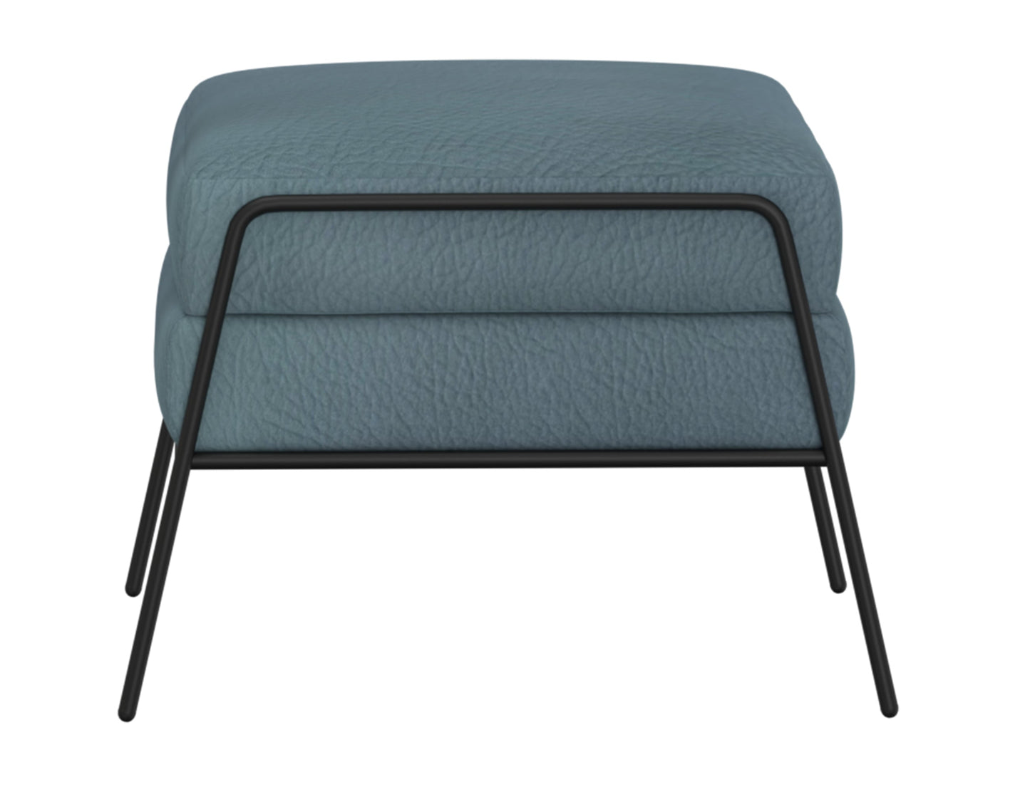 Wooden Frame & Metal Base, Footstool, Ottoman - Slate Blue