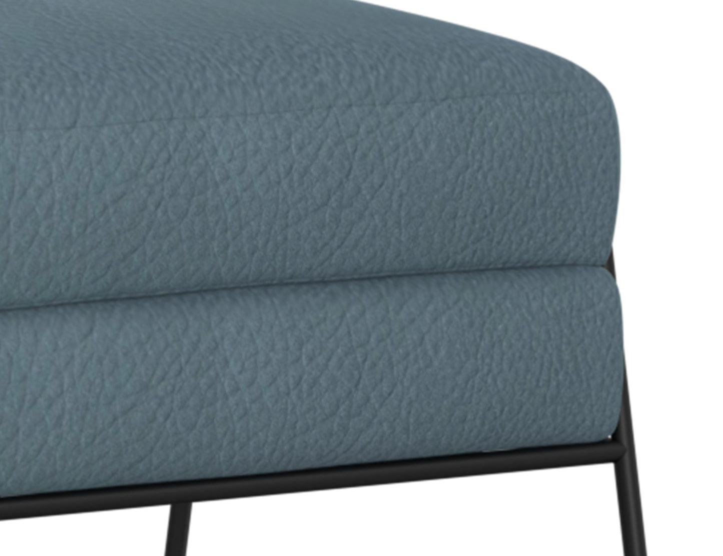 Wooden Frame & Metal Base, Footstool, Ottoman - Slate Blue