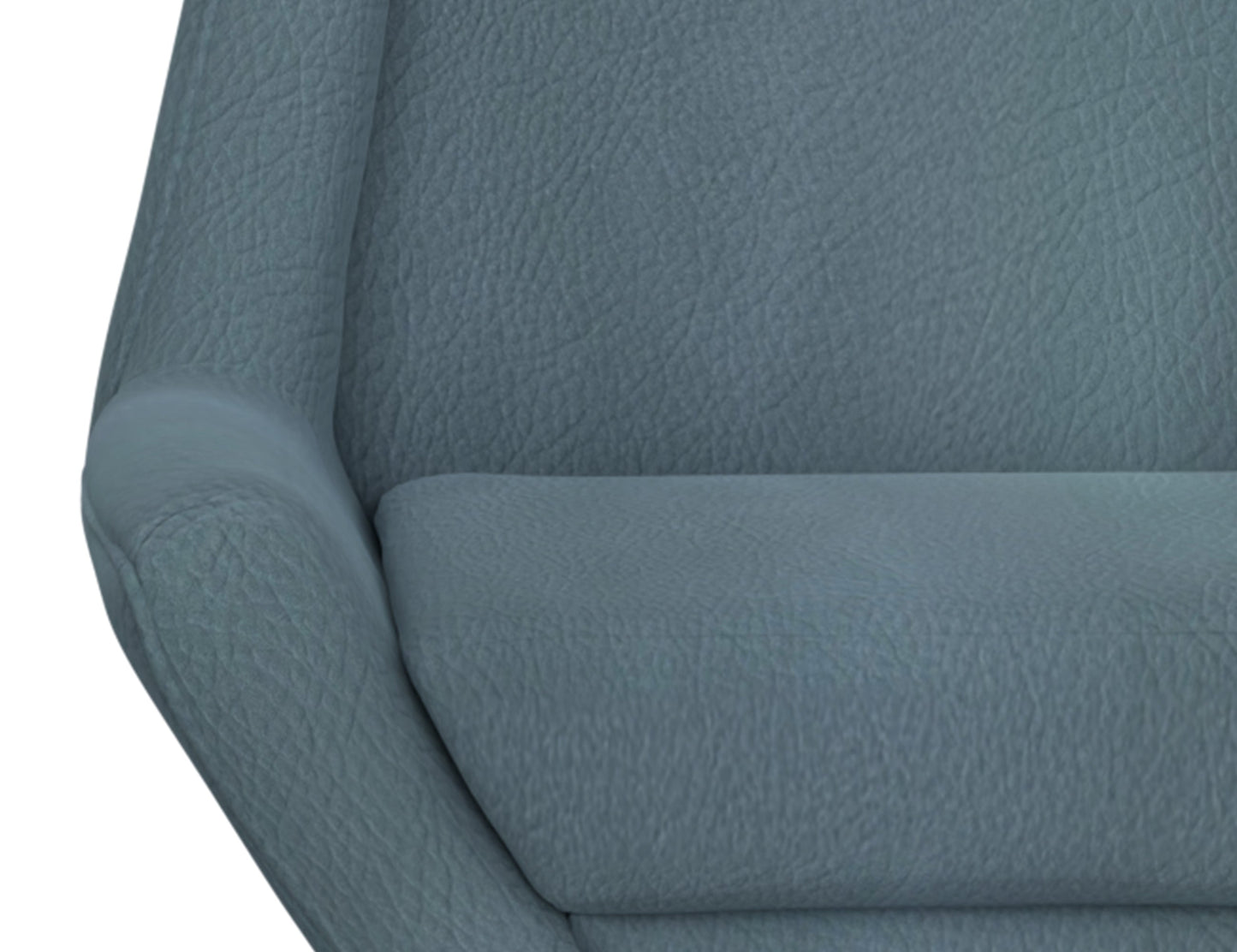 Wooden Frame & Metal Base, Armchair - Slate Blue