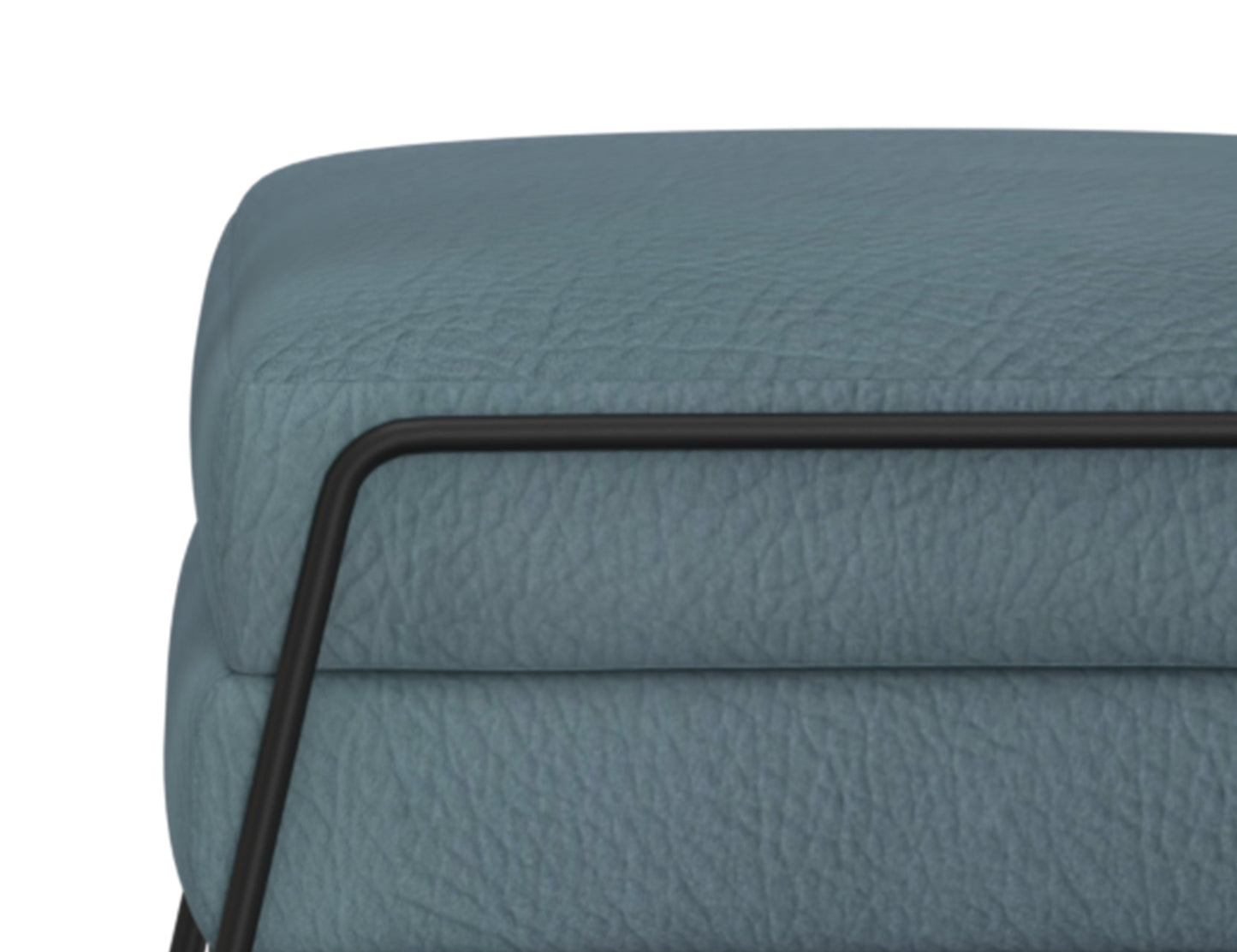 Wooden Frame & Metal Base, Footstool, Ottoman - Slate Blue