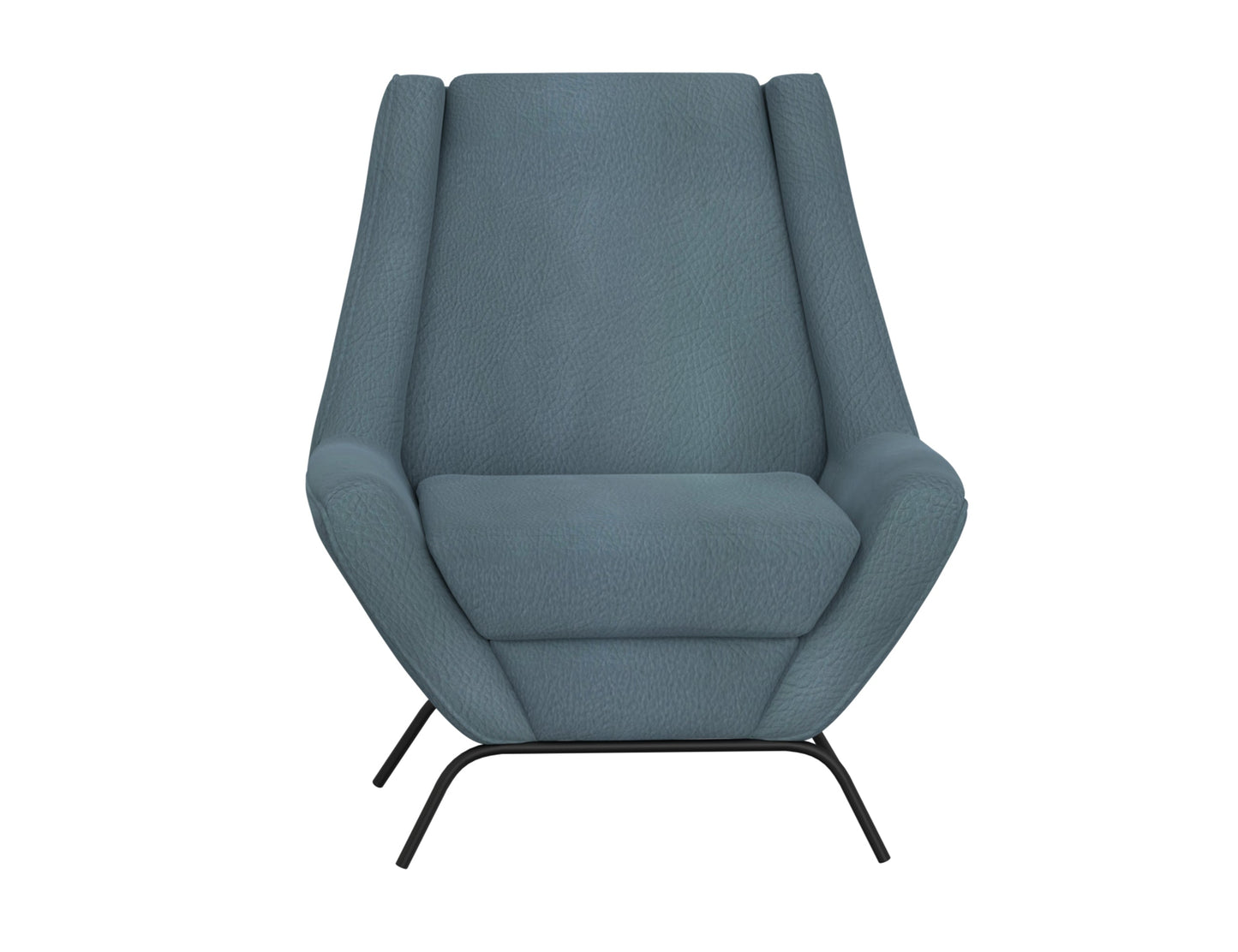 Wooden Frame & Metal Base, Armchair - Slate Blue