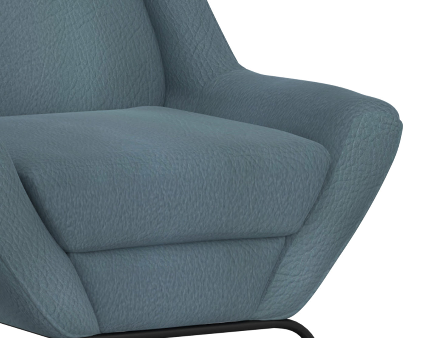 Wooden Frame & Metal Base, Armchair - Slate Blue
