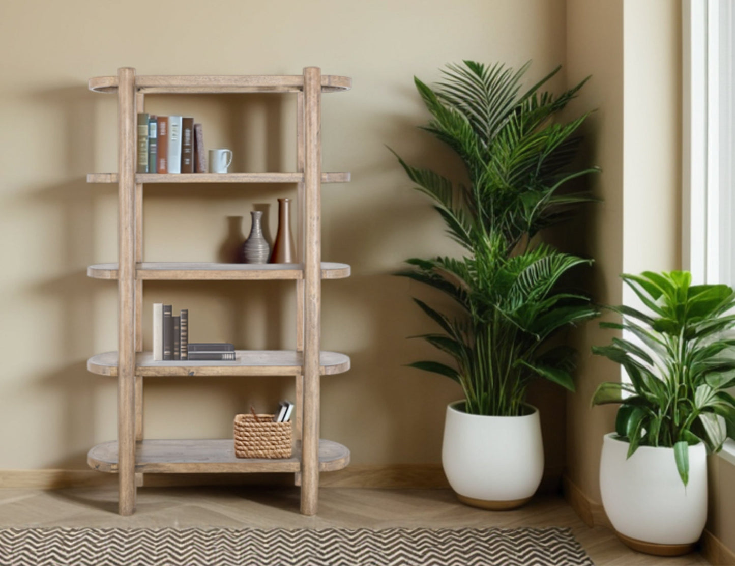 4 Shelves, Bookcase - Ivory White