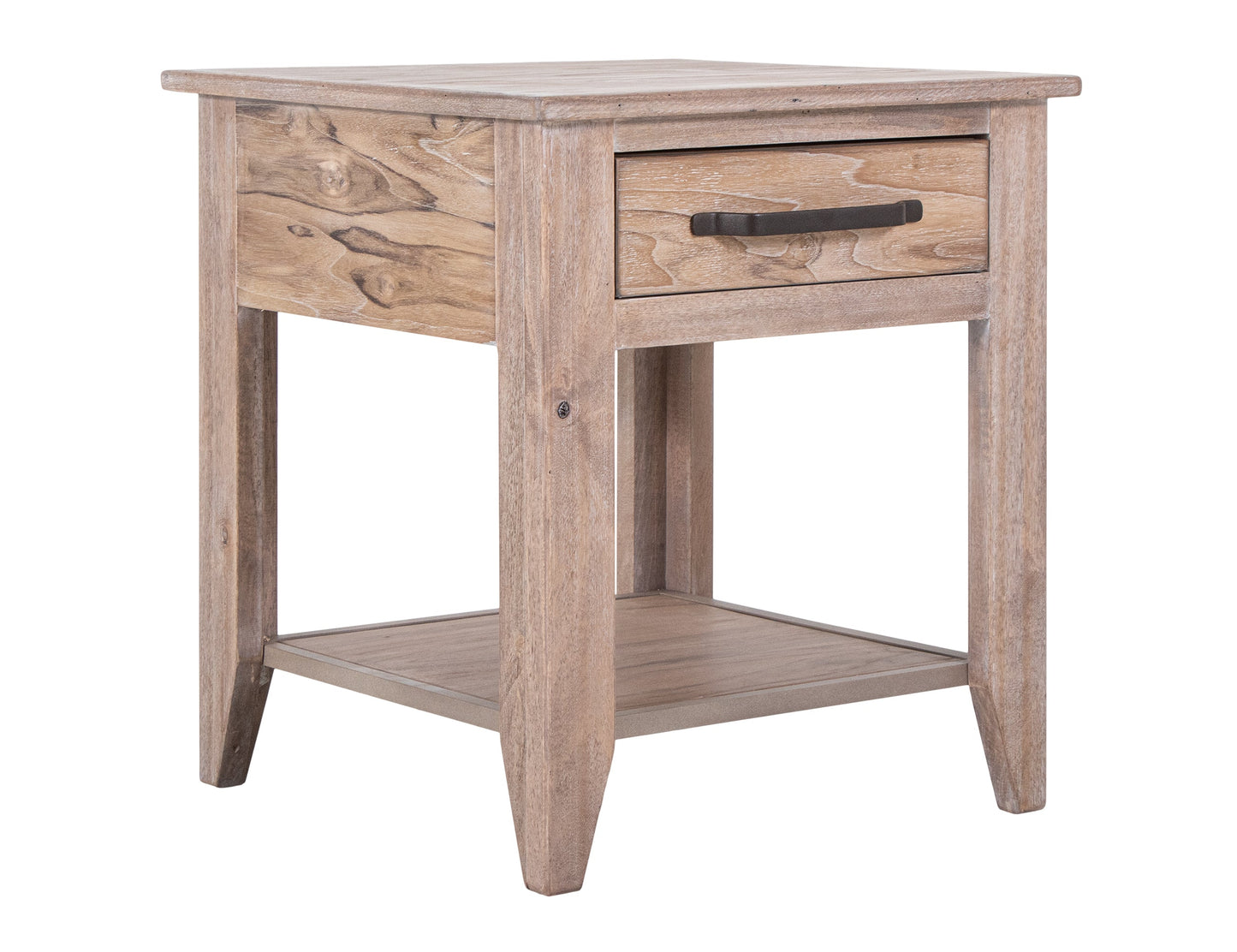 1 Drawer, 1 Shelf, End Table - Ivory White