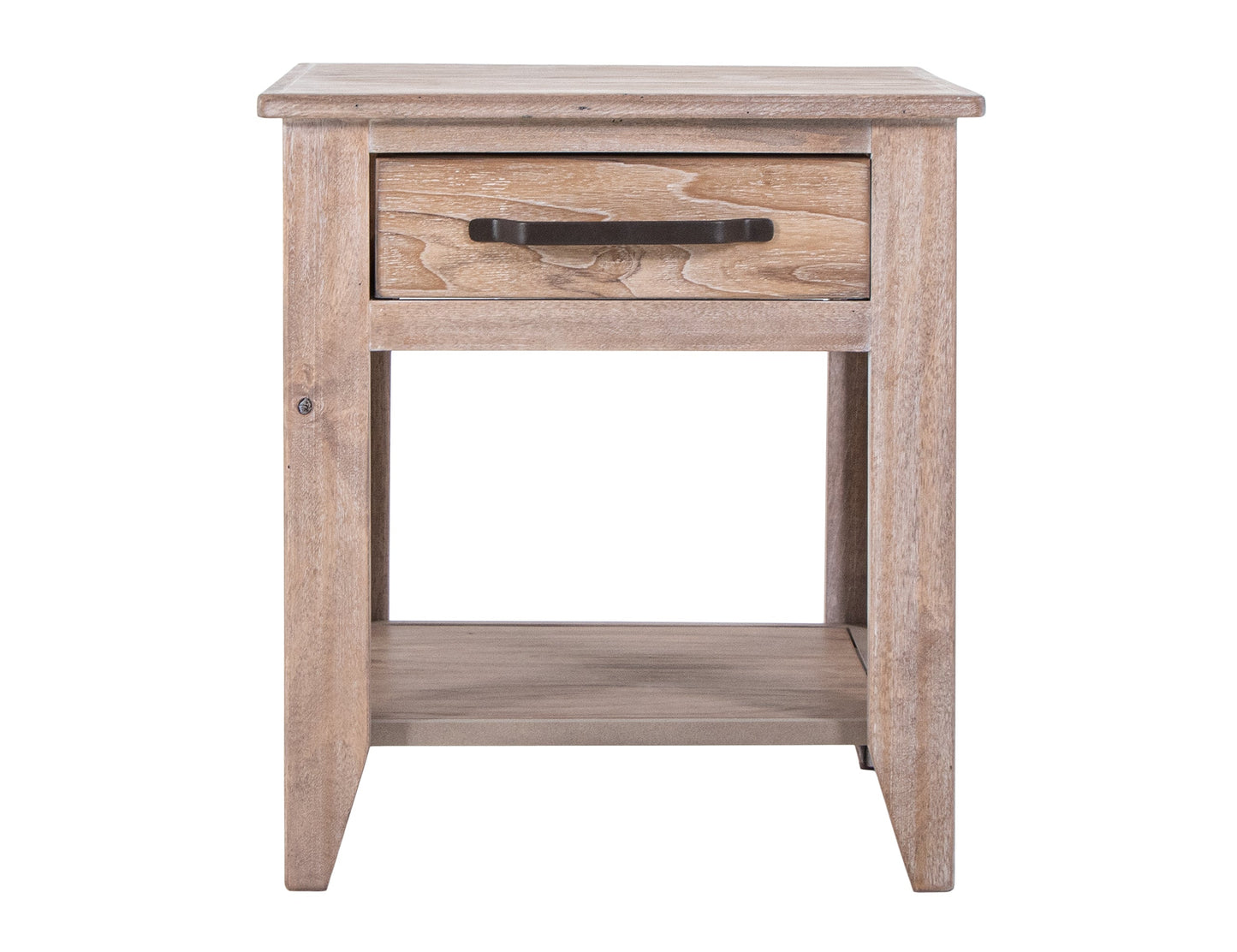 1 Drawer, 1 Shelf, End Table - Ivory White