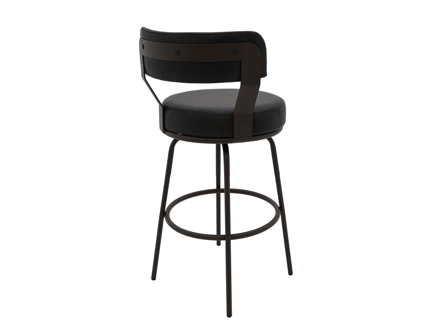 Wooden Frame & Metal Base, 24" Upholstered Barstool - Licorice Black