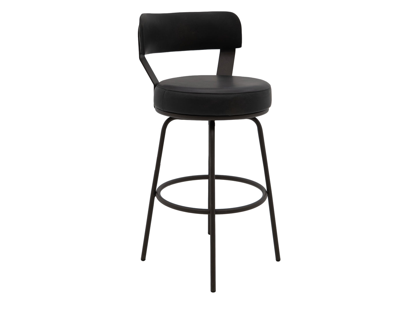 Wooden Frame & Metal Base, 24" Upholstered Barstool - Licorice Black