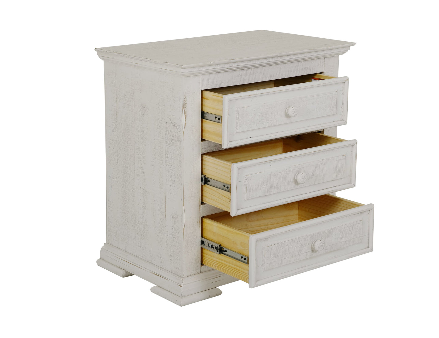 3 Drawer Nightstand - Distressed White