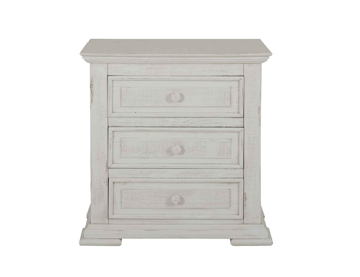 3 Drawer Nightstand - Distressed White
