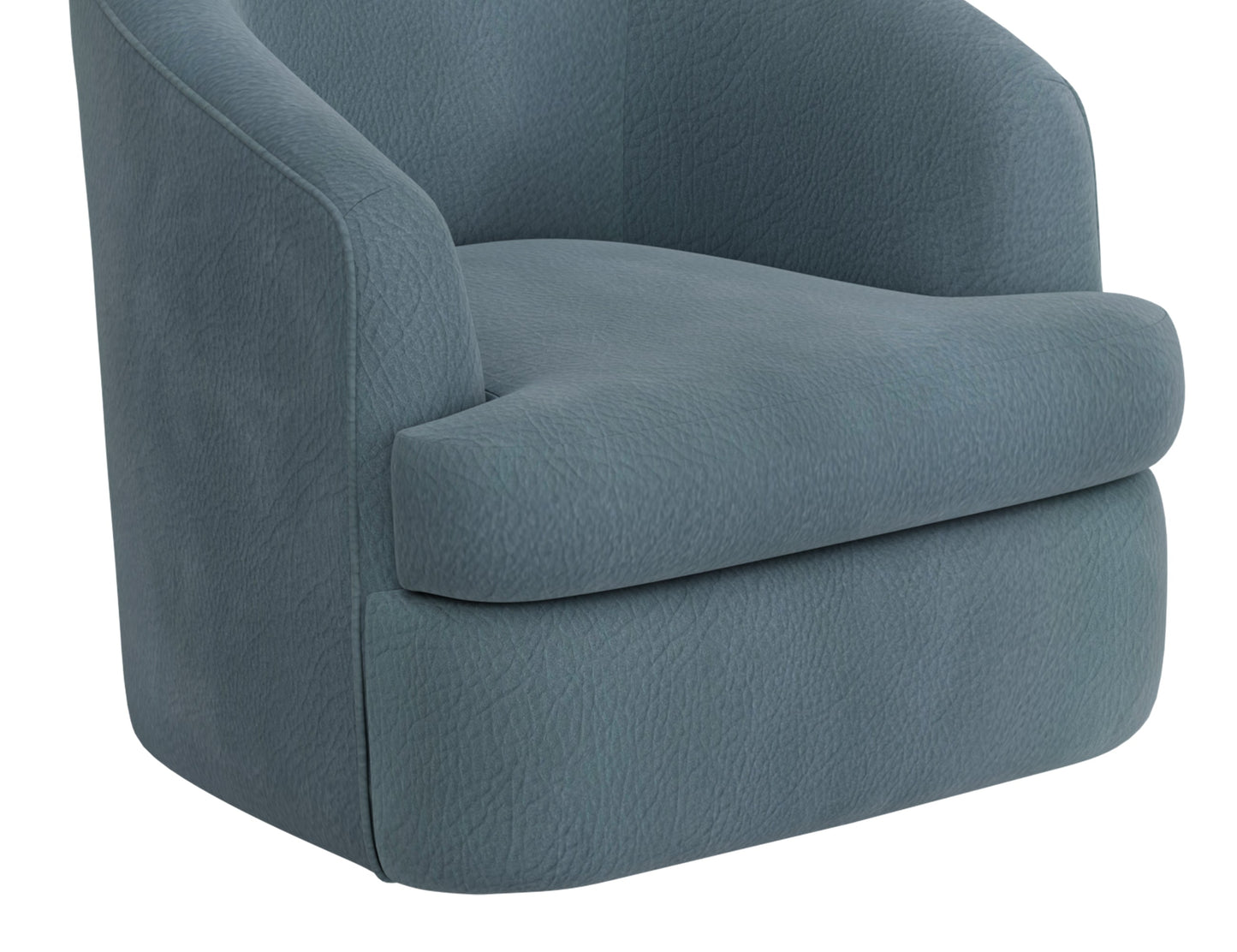 Wooden Frame & Metal Base, 360 Degree Swivel Accent Chair - Light Indigo