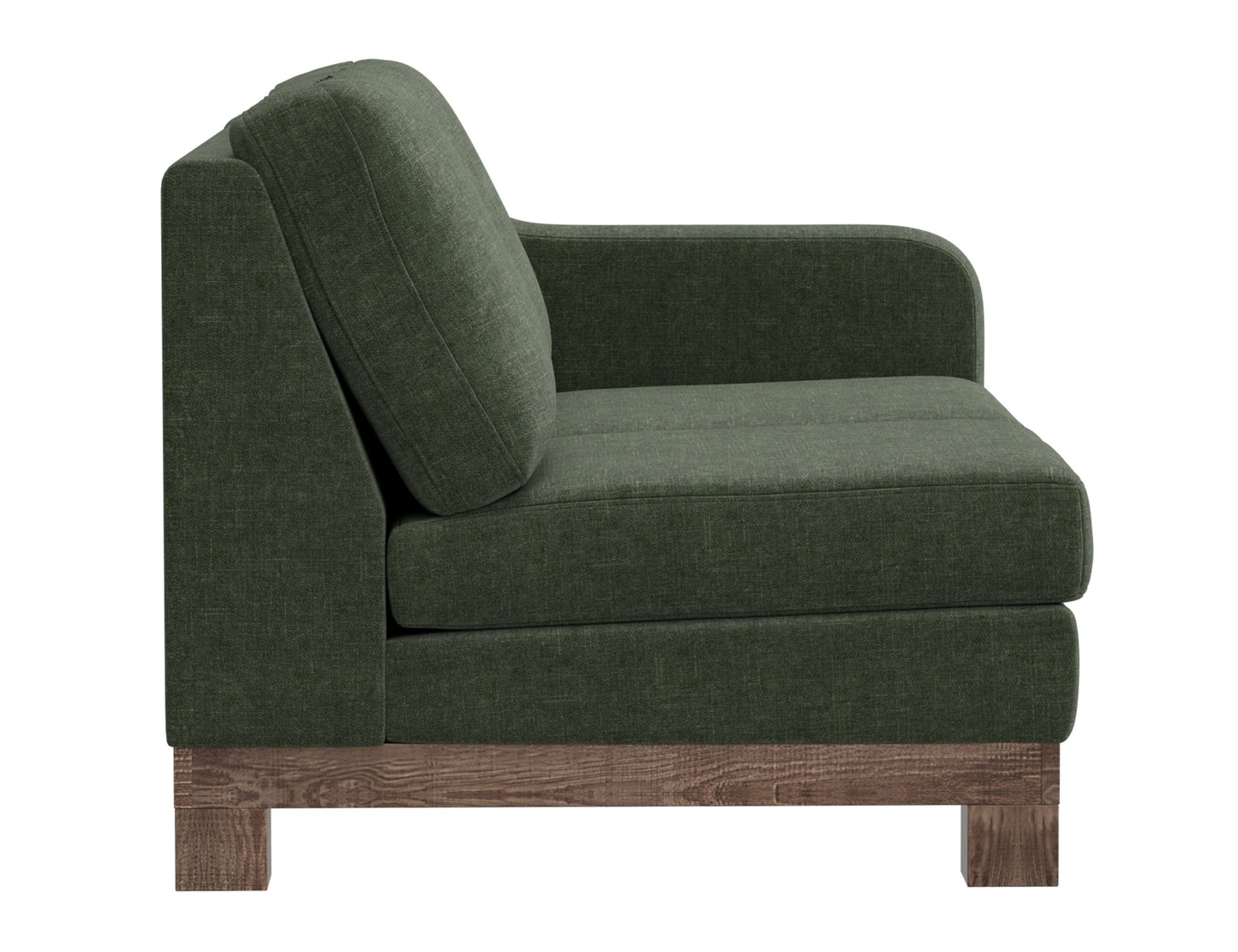 Wooden Frame & Base, Sectional Right-Arm Loveseat - Olive Green