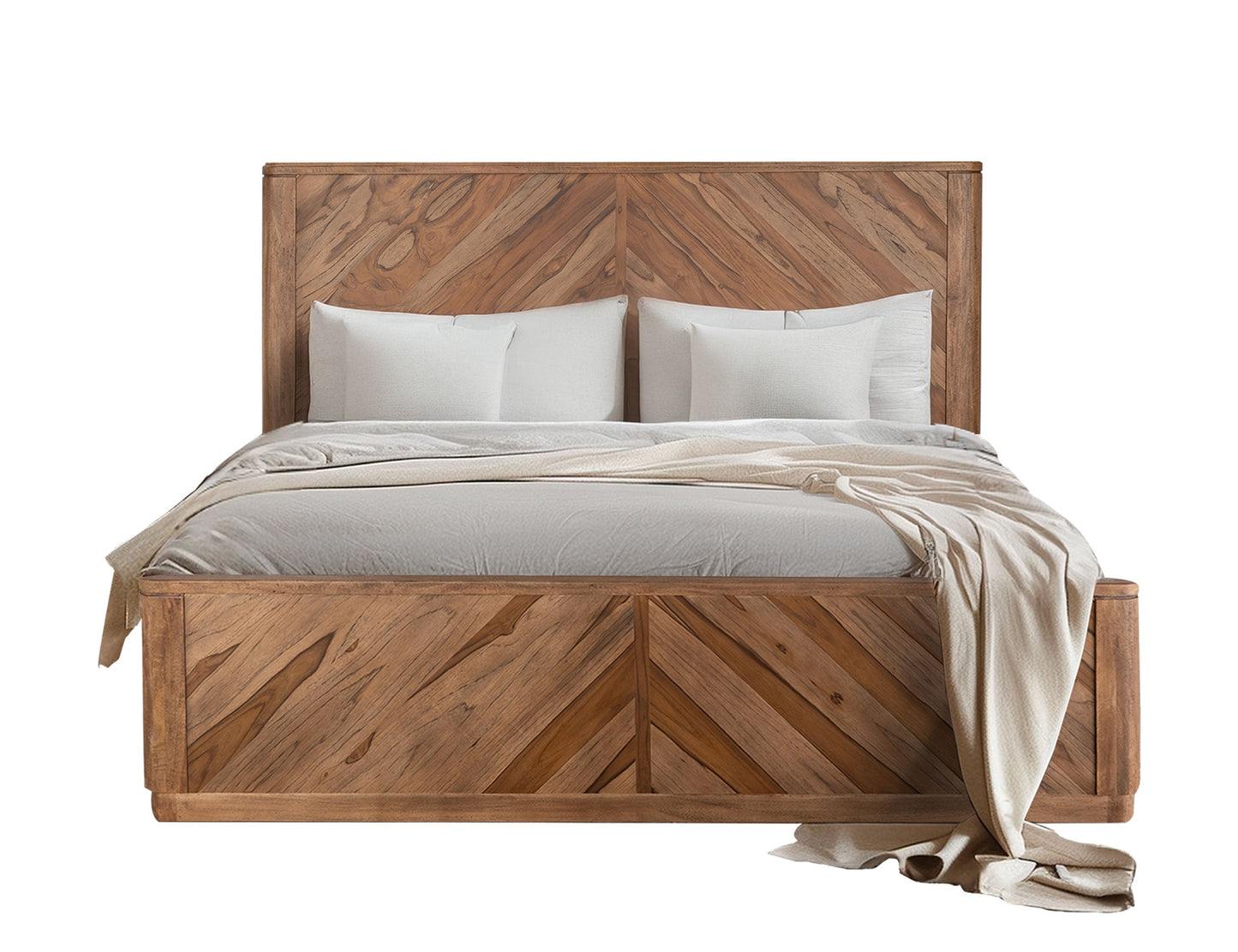 6/6 Platform Eastern King - Almond And Barrel Brown