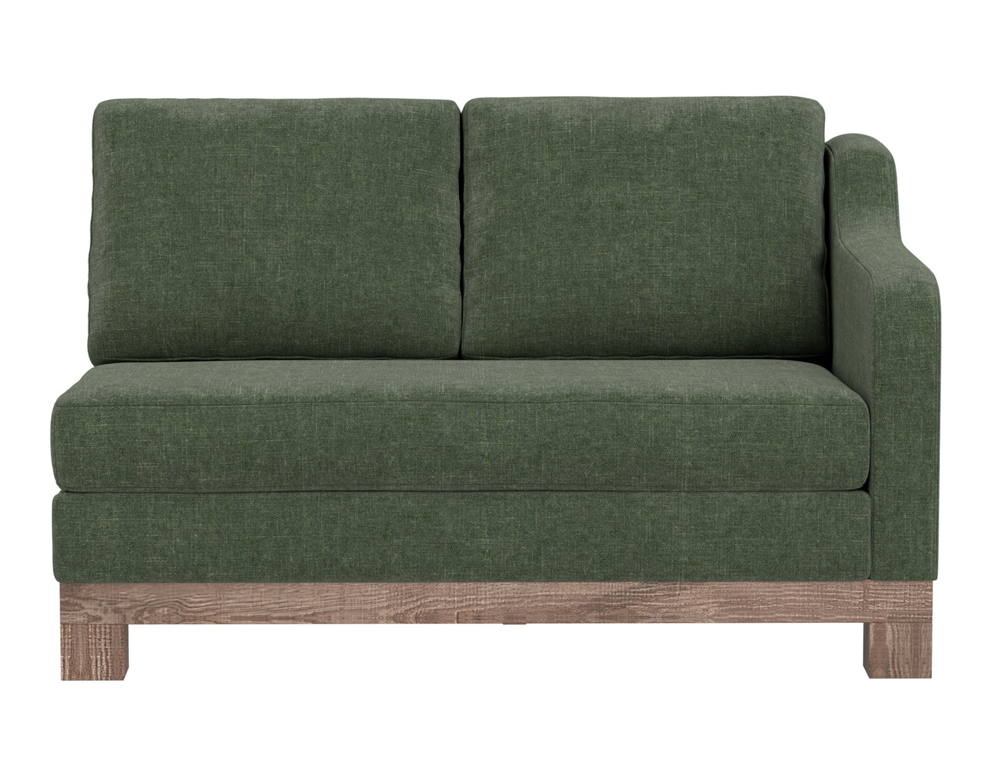 Wooden Frame & Base, Sectional Right-Arm Loveseat - Olive Green