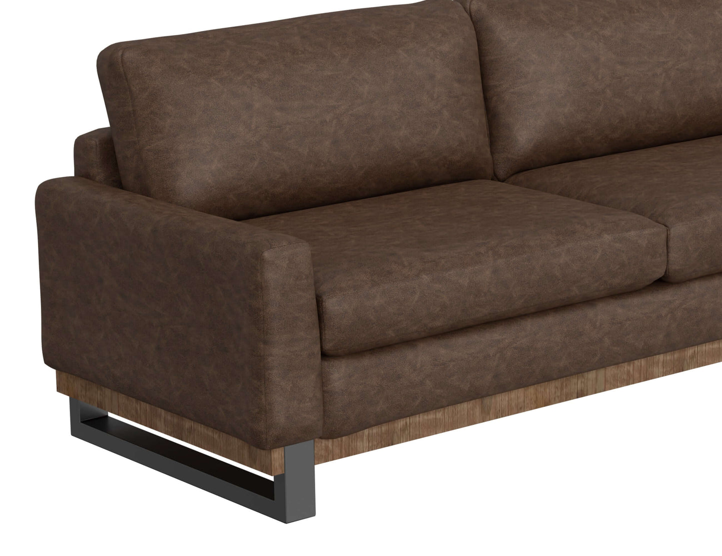 Metal & Wood Base, Armchair - Chocolate Brown