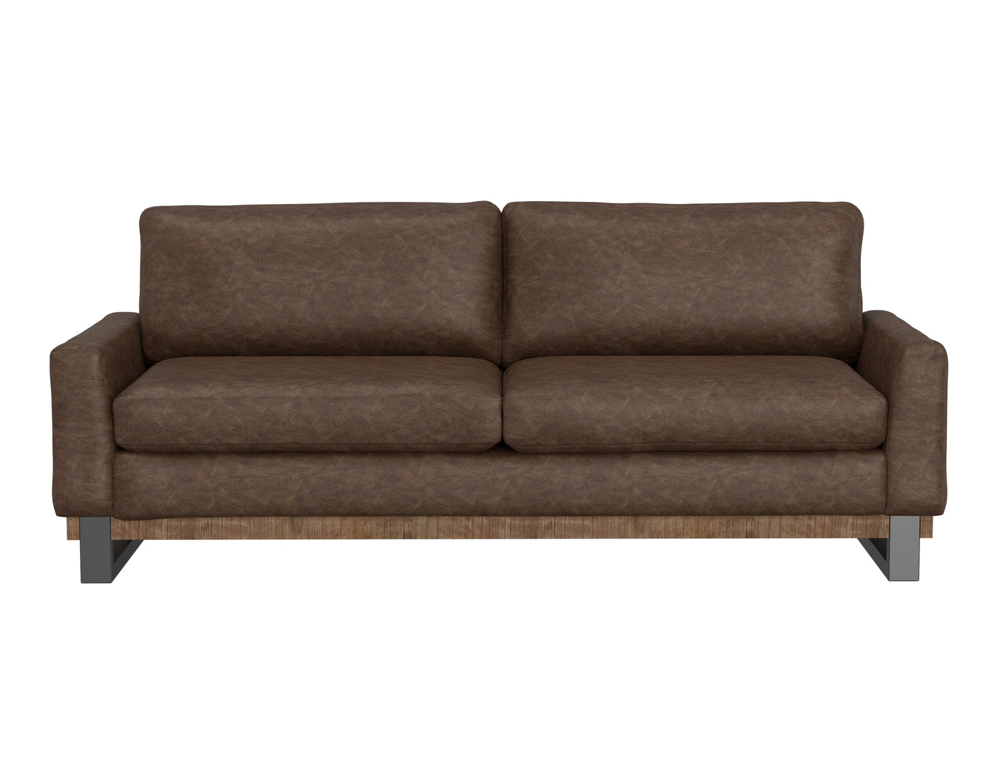 Metal & Wood Base, Sofa - Chocolate Brown
