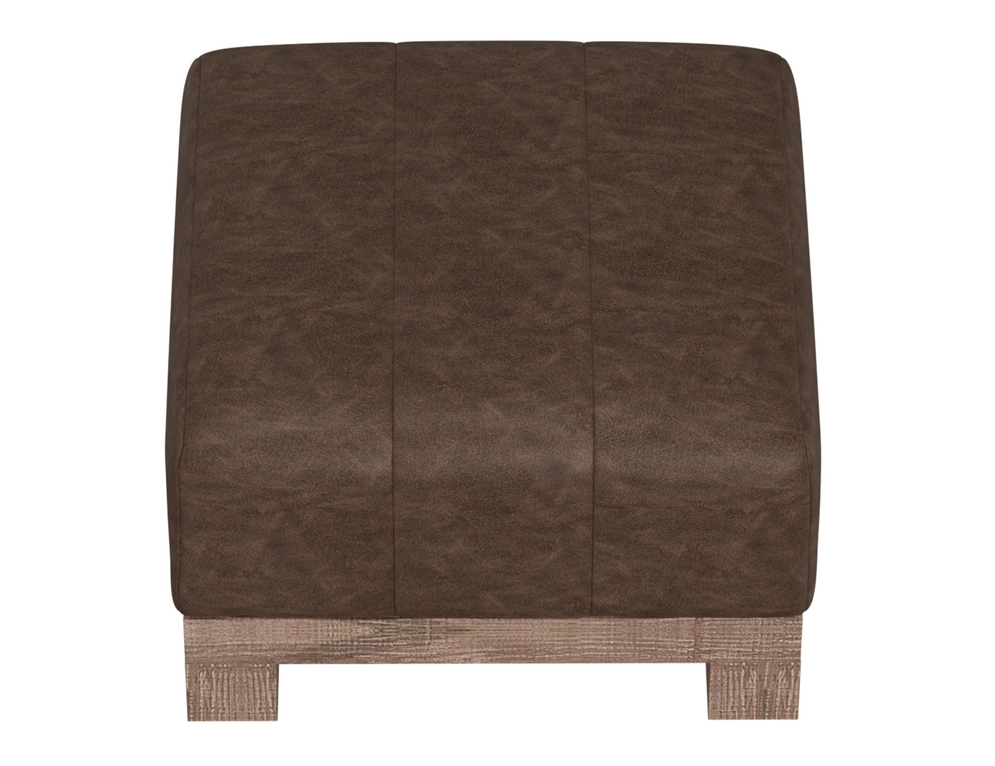 Wooden Frame & Base, Upholstered Square Ottoman - Chocolate Brown