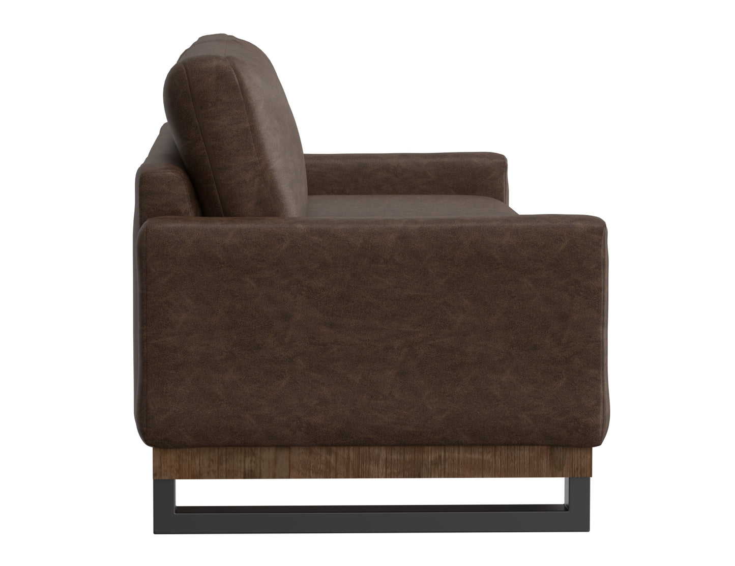 Metal & Wood Base, Sofa - Chocolate Brown