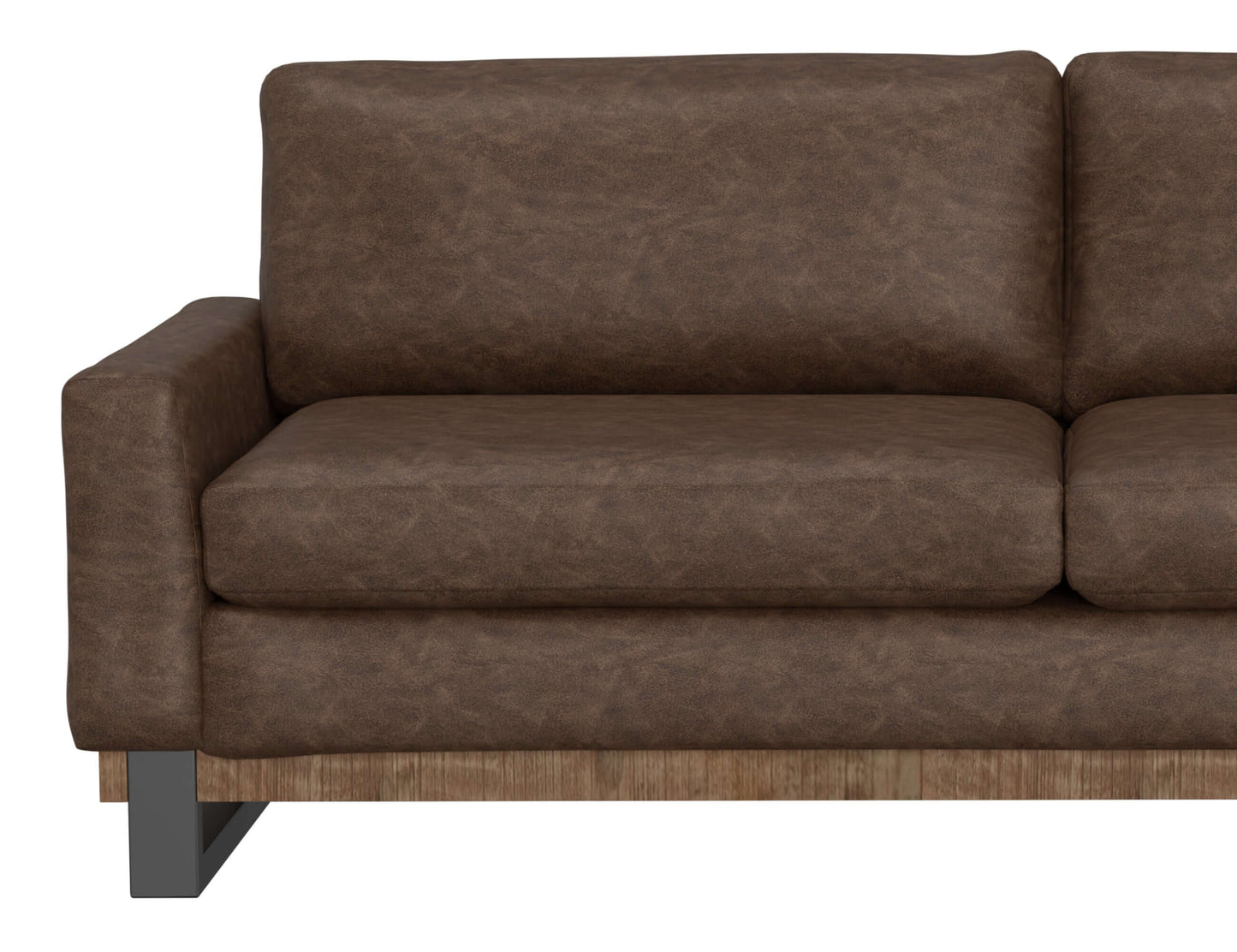 Metal & Wood Base, Loveseat - Chocolate Brown