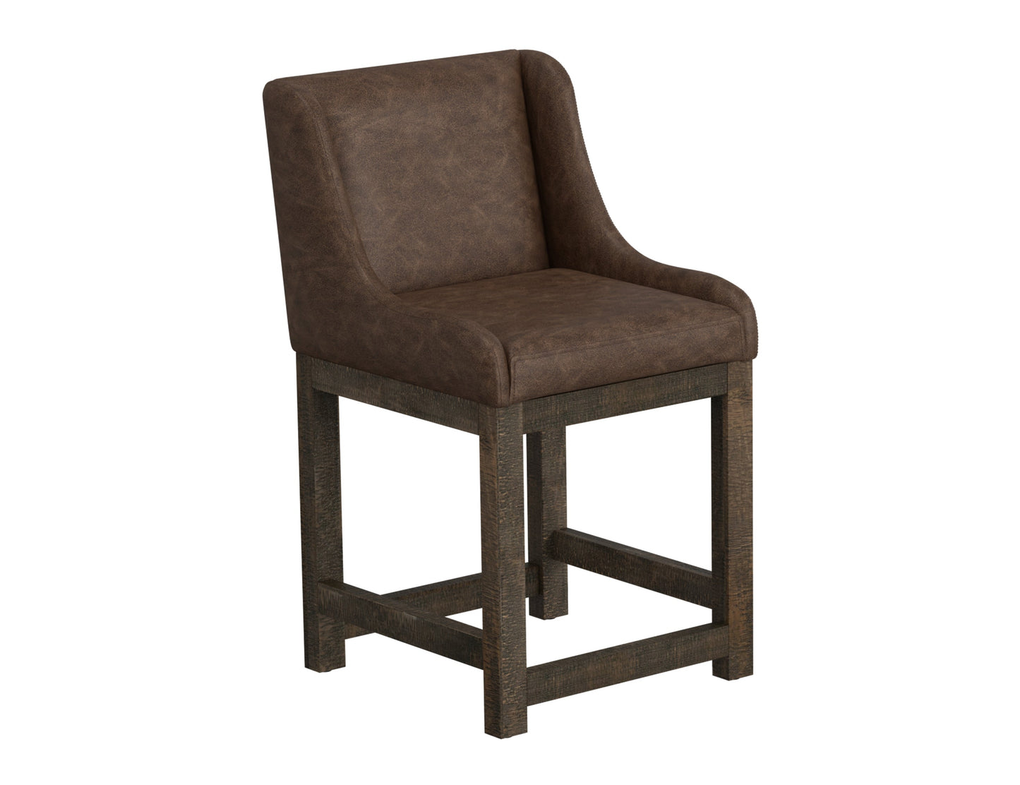 Wooden Frame & Base, 24" Upholstered Barstool - Chocolate Brown