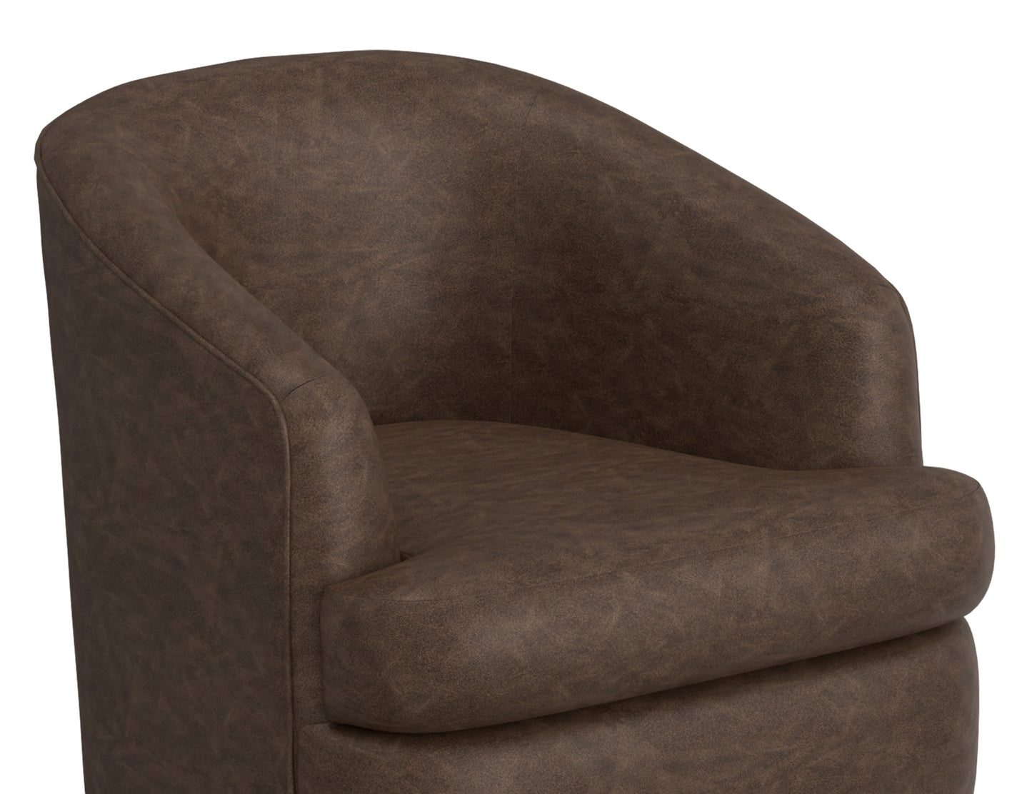 Wooden Frame & Metal Base, 360 Degree Swivel Accent Chair - Chocolate Brown