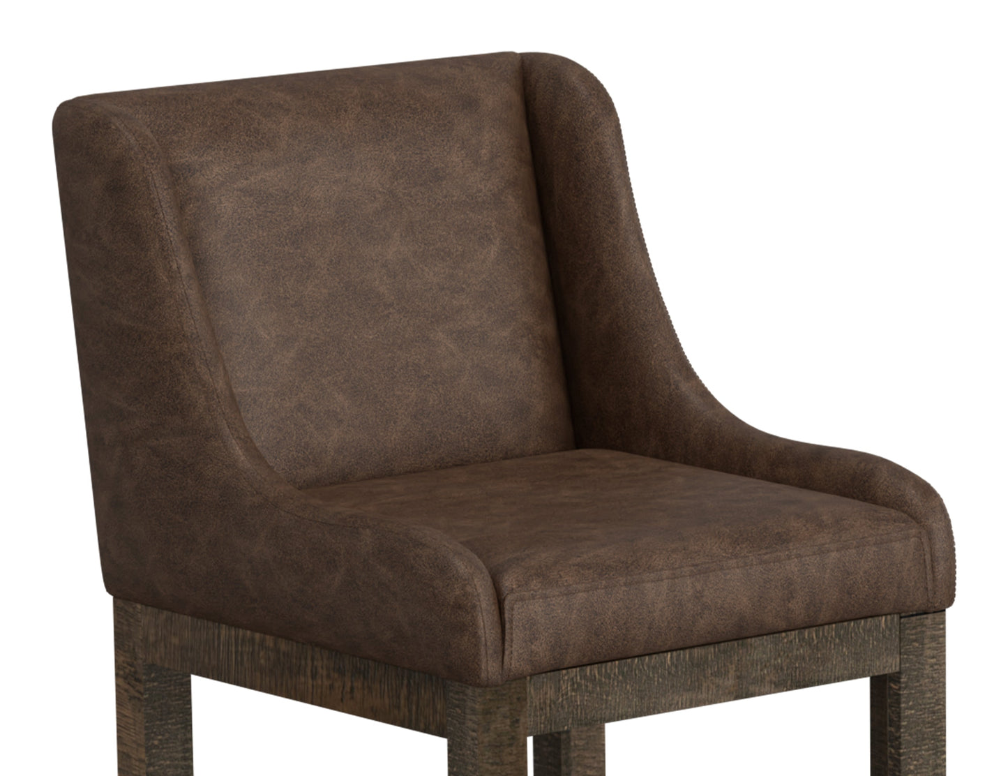 Wooden Frame & Base, 24" Upholstered Barstool - Chocolate Brown