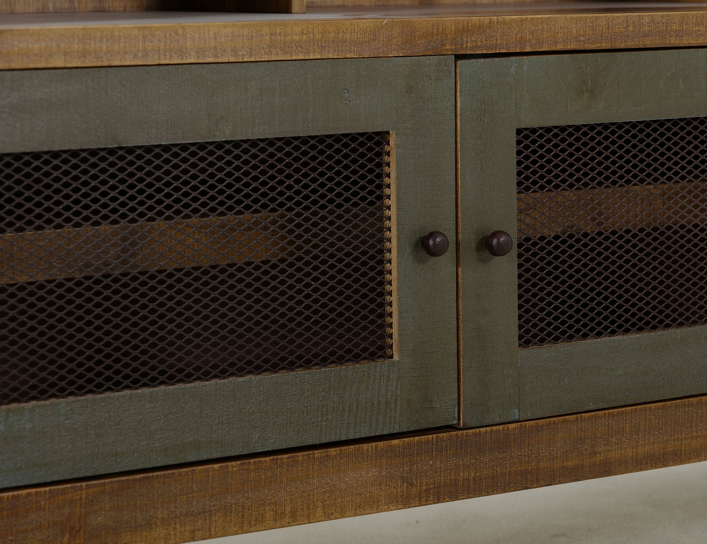 3 Drawer, 2 Iron Mesh Doors 62" TV Stand - Multicolor
