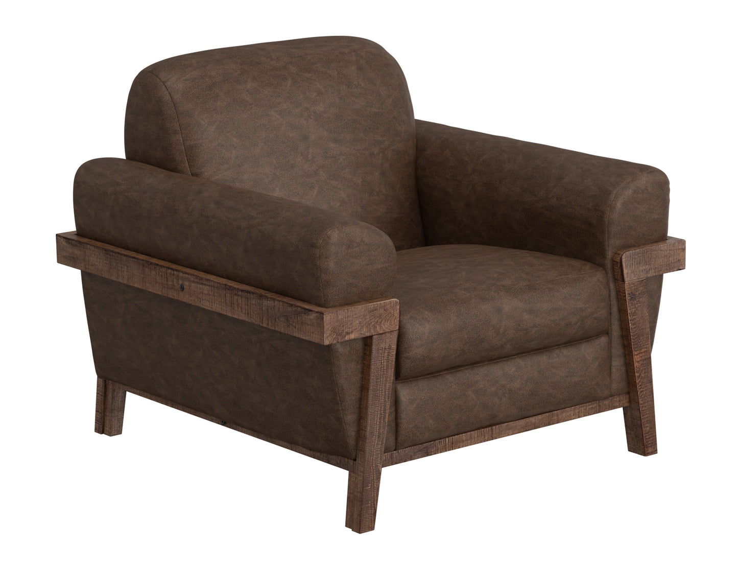 Wooden Frame & Base, Armchair - Chocolate Brown