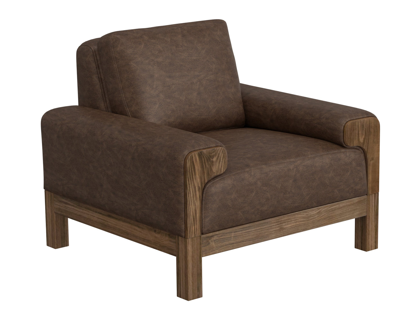 Wooden Frame & Base, Armchair - Chocolate Brown