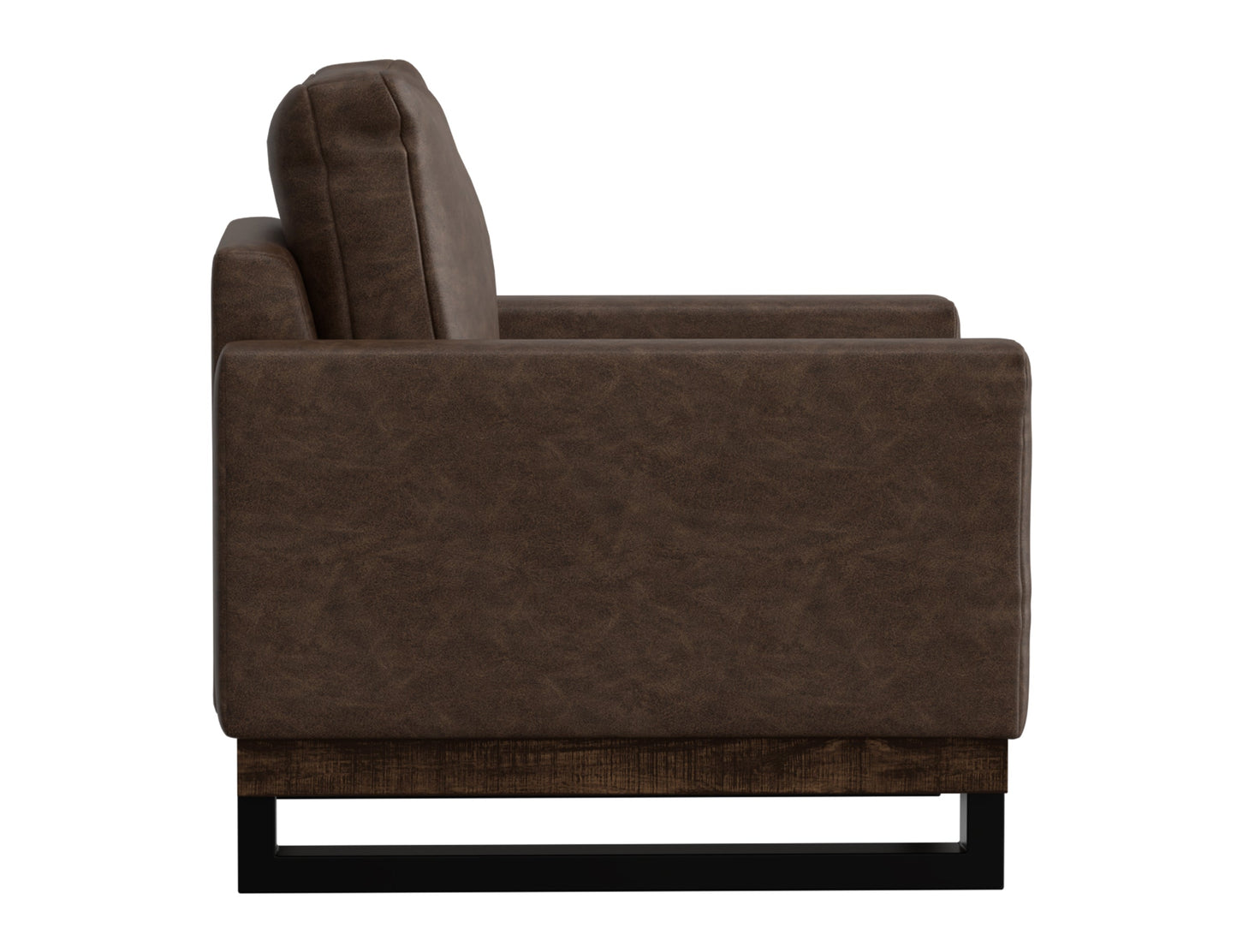 Metal & Wood Base, Armchair - Chocolate Brown