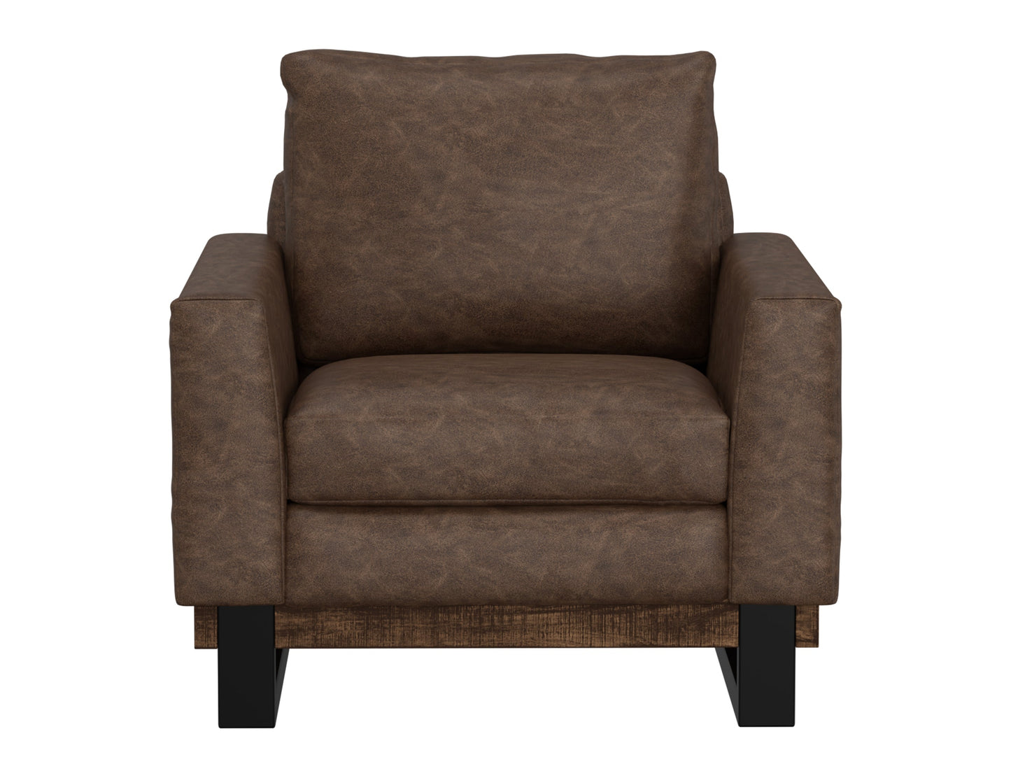 Metal & Wood Base, Armchair - Chocolate Brown